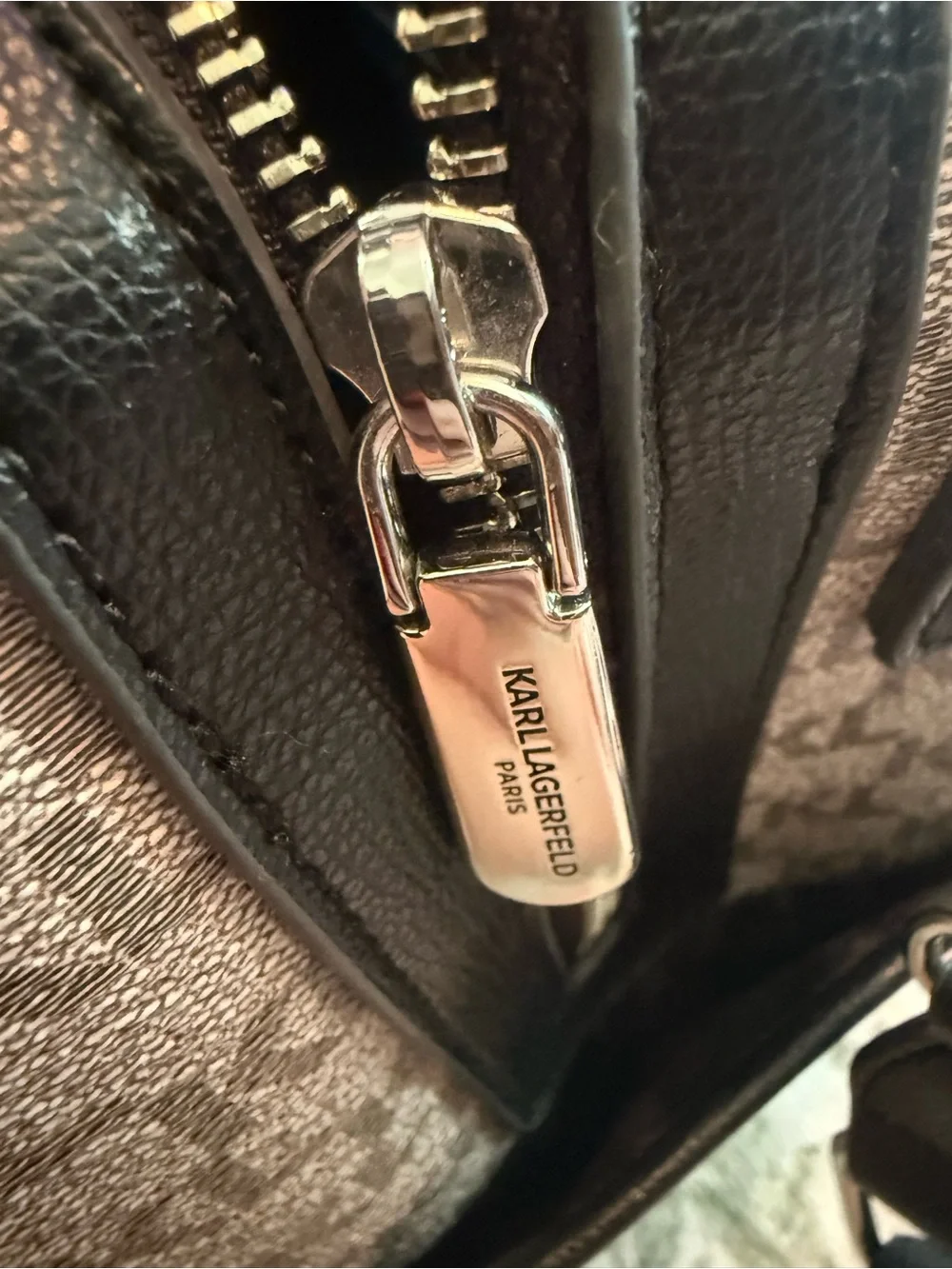 Karl Lagerfeld Beige Monogram Duffel with Black Trim